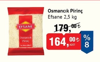 Efsane Osmancık Pirinç 2,5Kg