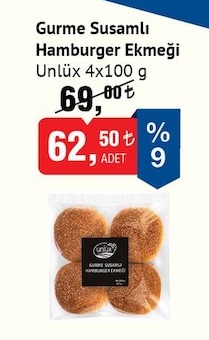 Unlux Gurme Susamlı Hamburger Ekmeği 4X100 G