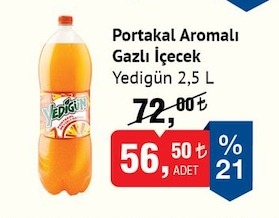 Yedigün Portakal Aromalı Gazlı İçecek 2.5 L