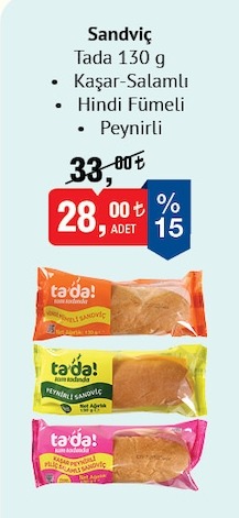 Sandviç Kaşar-Salamlı Hindi Fümemi Peynirli 130G