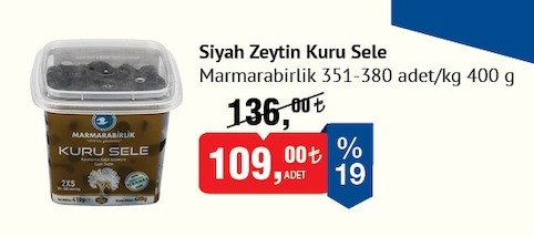 Siyah Zeytin Kuru Sele Marmarabirlik 351-380 Adet/Kg 400G