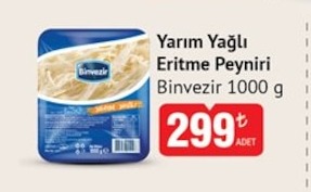 Yarım Yağlı Eritme Peyniri Binvezir 1000 G