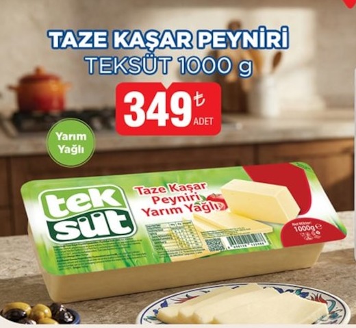 Teksüt Taze Kaşar Peyniri 1000 G