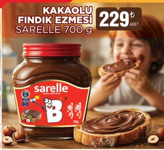 Kakaolu Fındık Ezmesi Sarelle 700 G