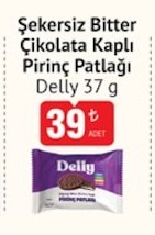 Şekersiz Bitter Çikolata Kaplı Pirinç Patlağı Delly 37 G