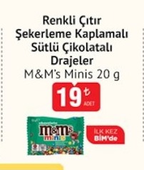 M&M'S Minis Renkli Çıtır Şekerleme Kaplamalı Sütlü Çikolatalı Draje 20 G
