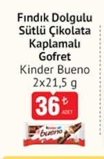 Kinder Bueno Fındık Dolgulu Sütlü Çikolata Kaplamalı Gofret 2X21,5 G