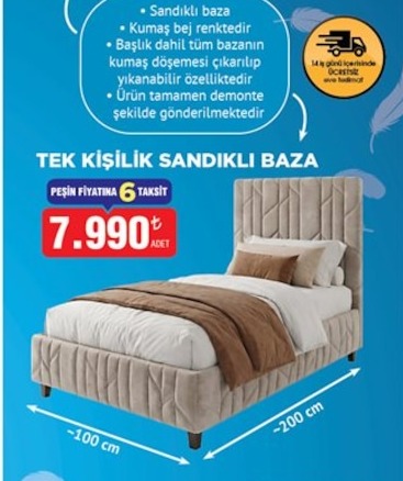 Tek Kişilik Sandıklı Baza