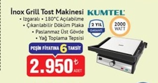 Kumtel Inox Grill Tost Makinesi