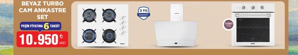 Beyaz Turbo Cam Ankastre Set