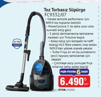 Toz Torbasız Süpürge Fc9332/07