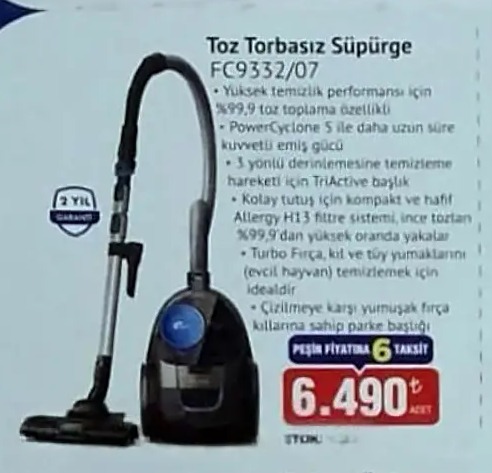Toz Torbasız Süpürge Fc9332/07