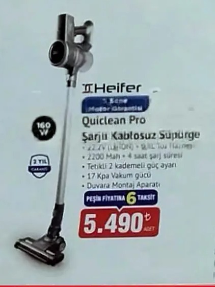 Heifer Quickclean Pro Şarjı Kablosuz Süpürge