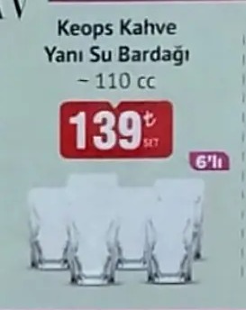Keops Kahve Yanı Su Bardağı 110Cc