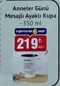 Anneler Günü Mesajlı Ayaklı Kupa 350 Ml