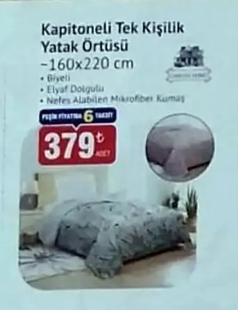 Kapitoneli Tek Kişilik Yatak Örtüsü