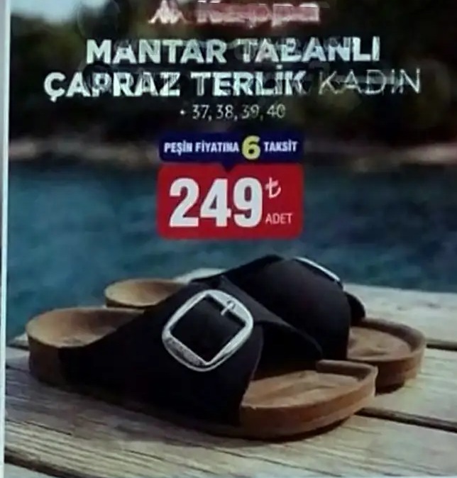 Kappa Mantar Tabanlı Çapraz Terlik Kadın