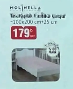 Molinella Tek Kişilik Lastikli Çarşaf 100X200Cm+25Cm