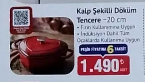 Kalp Şekilli Döküm Tencere ~20 Cm