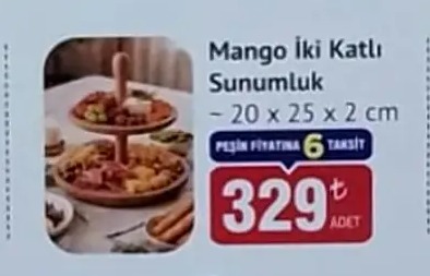 Mango İki Katlı Sunumluk ~20 X 25 X 2 Cm