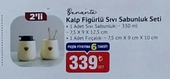 Benante Kalp Figürlü Sıvı Sabunluk Seti 2'Li