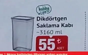 Hobby Life Dikdörtgen Saklama Kabı ~3160 Ml
