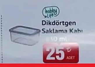 Hobby Life Dikdörtgen Saklama Kabı 250 Ml