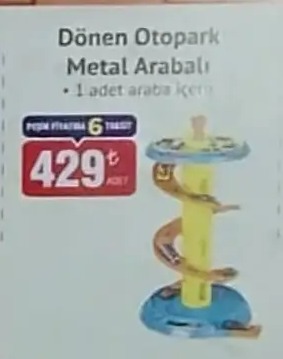 Dönen Otopark Metal Arabalı 1 Adet Araba Içerir