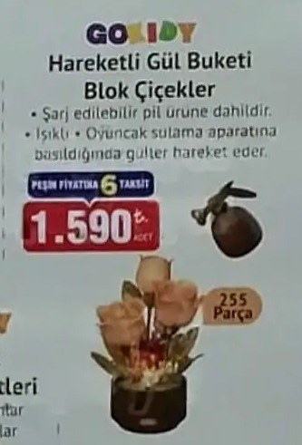 Gokidy Hareketli Gül Buketi Blok Cicekler 255 Parca