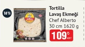 Chef Alberto Tortilla Lavaş Ekmeği 30Cm 1620G