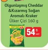 Ülker Çizi Kraker Olgunlaşmış Cheddar & Kızarmış Soğan Aromalı 160G