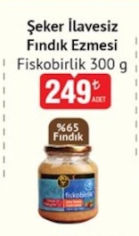 Fiskobirlik Şeker İlavesiz Fındık Ezmesi 300G