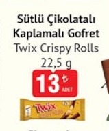 Sütlü Çikolatalı Kaplamalı Gofret Twix Crispy Rolls 22,5 G