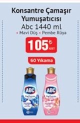 Konsantre Çamaşır Yumuşatıcısı Abc 1440 Ml - Mavi Duş - Pembe Rüya