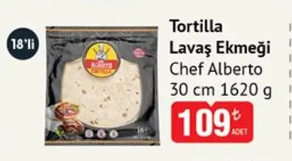 Tortilla Lavaş Ekmeği Chef Alberto 30 Cm 1620 G