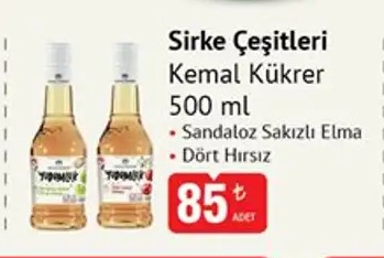 Sirke Cesitleri Kemal Kukrer 500Ml