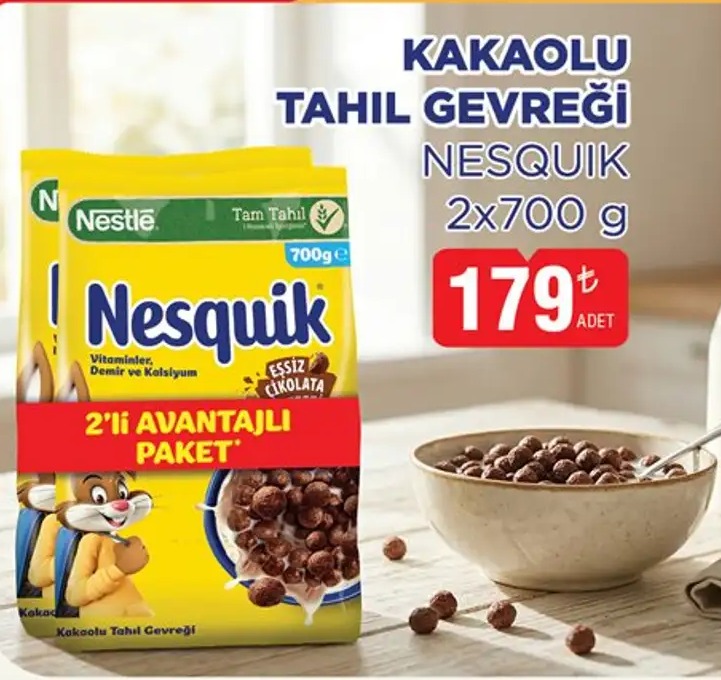 Kakaolu Tahil Gevreği Nesquik 2X700 G