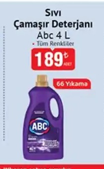 Sıvı Çamaşır Deterjanı Abc 4 L