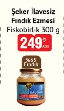 Fiskobirlik 300G Şeker İlavesiz Fındık Ezmesi