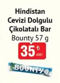 Bounty Hindistan Cevizi Dolgulu Çikolatalı Bar 57 G