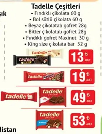 Tadelle Fındıklı Çikolata 60 G