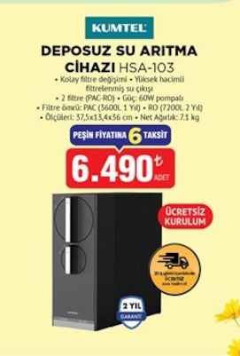 Kumtel Depozsuz Su Arıtma Cihazı Hsa-103