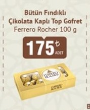 Ferrero Rocher Bütün Fındıklı Çikolata Kaplı Top Gofret 100G