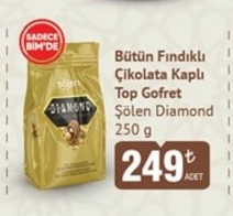 Solenn Diamond Butun Findikli Cikolata Kapli Top Gofret 250G