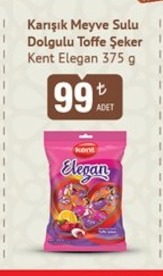 Kent Elegan Karisik Meyve Suyu Dolgulu Toffe Seker 375G