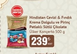Ülker Konçerto Hindistan Cevizi & Fındık Krema Dolgulu Ve Pirinç Patlaklı Sütlü Çikolata 500 G