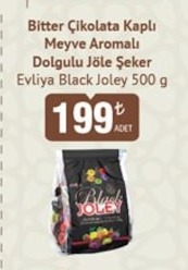 Evliya Bitter Çikolata Kaplı Meyve Aromalı Dolgulu Jöle Şeker Black Joley 500G
