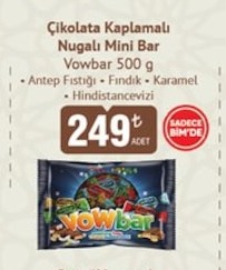 Vowbar Cikolata Kaplamali Nugali Mini Bar 500 G
