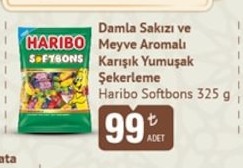 Haribo Softbons Damla Sakizi Ve Meyve Aromali Karisik Yumusak Sekerleme 325 G