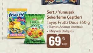 Sert / Yumuşak Şekerleme Çeşitleri Tavaş Frutti Duos 350 G
